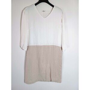 Crown Linen Designs Dress White Lagenlook Coastal Beachy Medium Minimalist